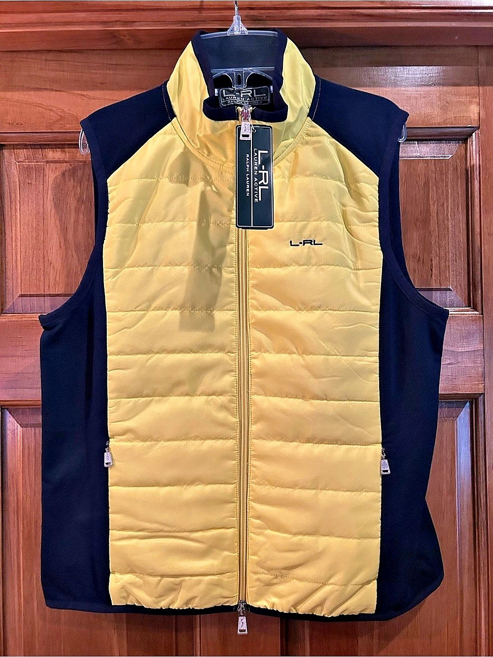 Lauren Ralph Lauren Quilted Vest in Yellow & Navy Size Large NWT